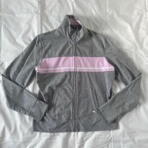 Roots: Grey and Pink Zip-Up Sweater, Size: XL